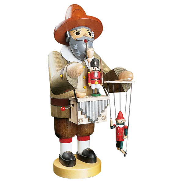 Large Puppet Seller with Music Box, Incense Smoker by Richard Glasser GmbH