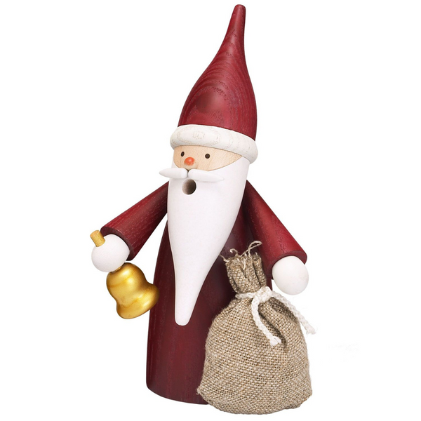 Santa Gnome with Sack, Incense Smoker by Seiffener Volkskunst