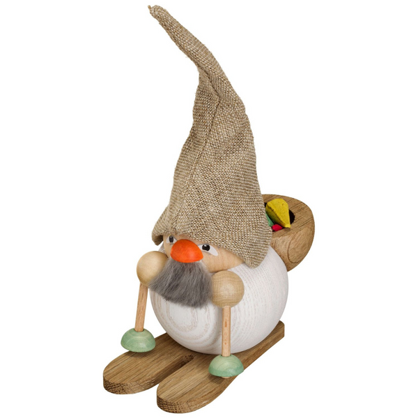 Forest Gnome on Skis, Incense Smoker by Seiffener Volkskunst