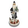 Santa in Cloak, Papier Mache Figure, black with white trim by Ino Schaller