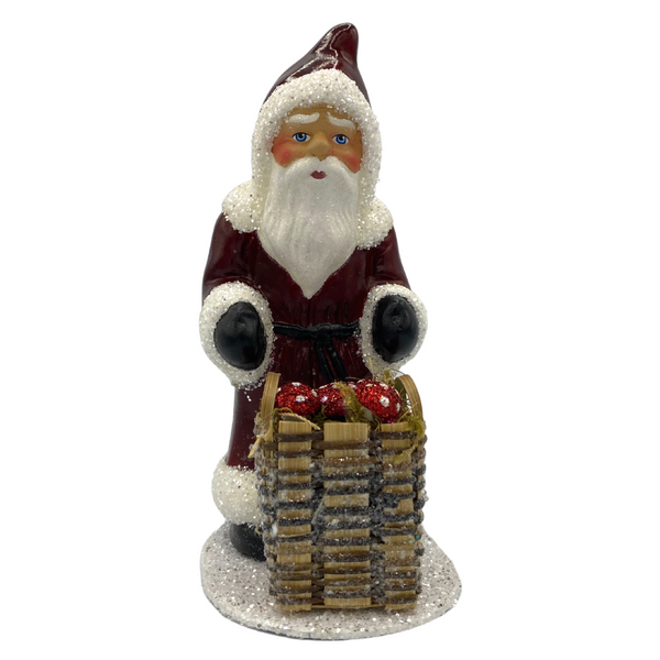 Santa, Gloss Red Coat and Mushroom Basket by Ino Schaller