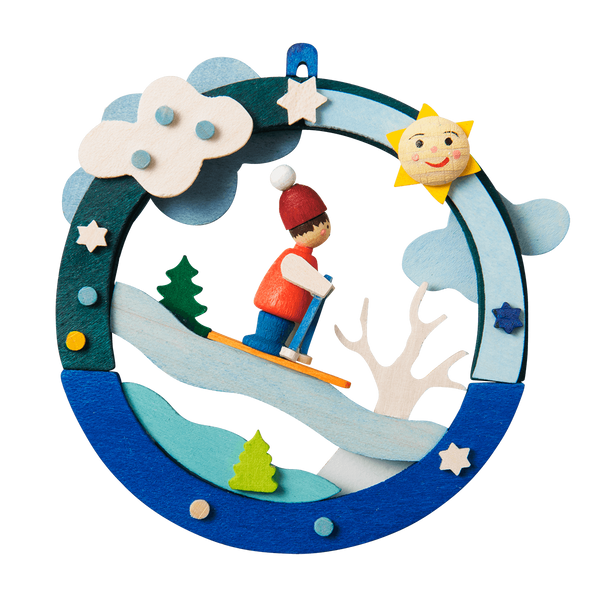 Ski Run Scene Ornament by Graupner Holzminiaturen