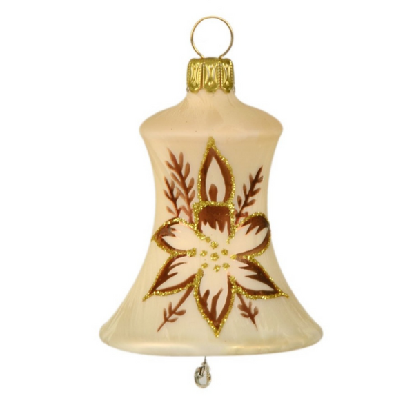 Bell, 5cm, Beige Ice with bordeaux candle by Glas Bartholmes
