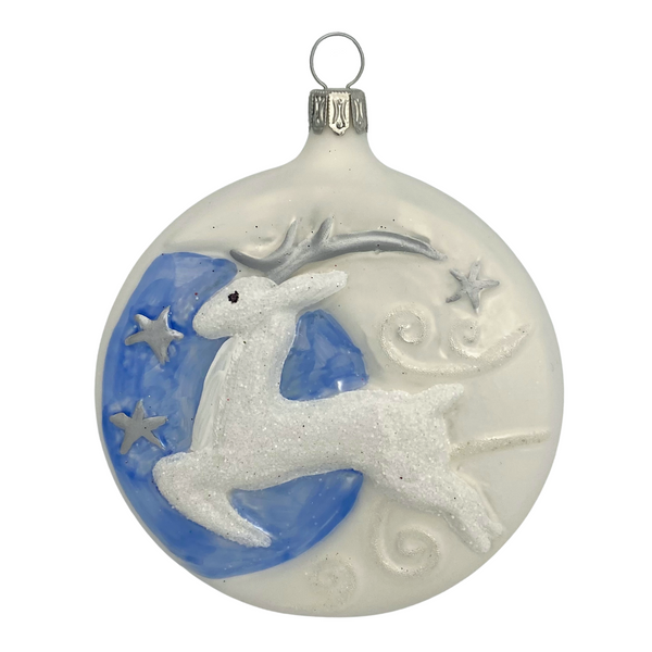 Reindeer on Form, blue by Old German Christmas