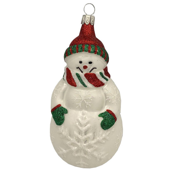 Snowman with Snowflake, green and red by Old German Christmas