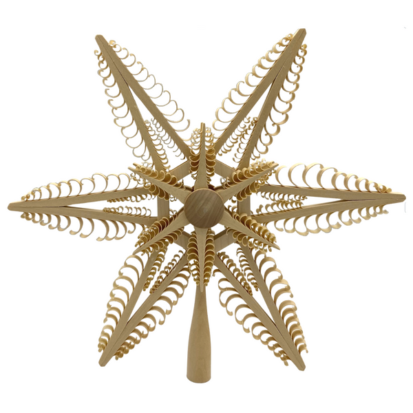 Large Wooden Star Tree Topper with Snowflake Center by Martina Rudolph