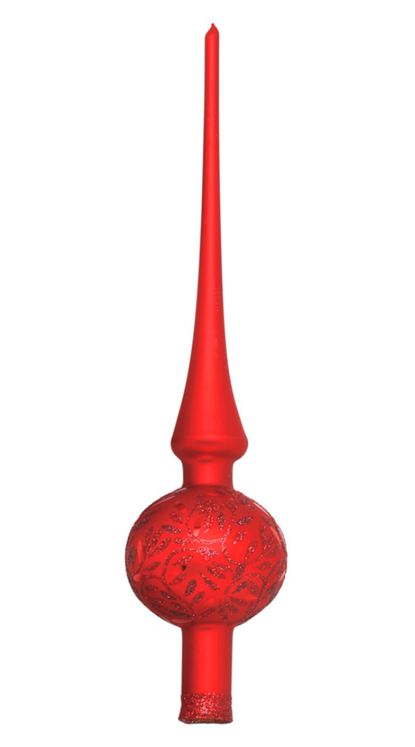 Delights Finial Tree Topper, red matte, 11.9" by Inge Glas of Germany