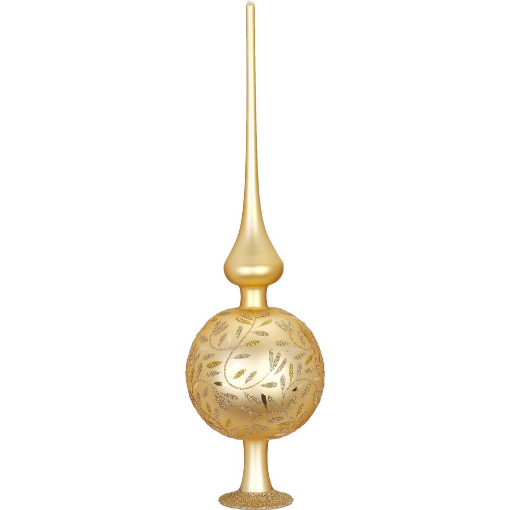 Delights Finial Tree Topper, Inkagold matte with white , 14.2