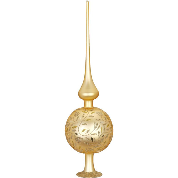 Delights Finial Tree Topper, Inkagold matte with white , 14.2" by Inge Glas of Germany