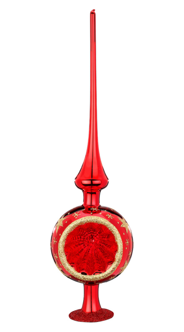 Sparkling Sky Reflector Tree Topper, red shiny, 36cm by Inge Glas of Germany