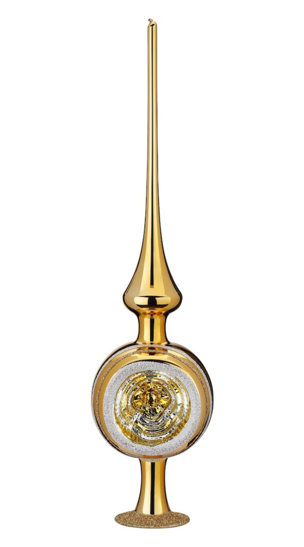 Ornament Reflection Tree Topper, Inkagold shiny, 13" by Inge Glas of Germany