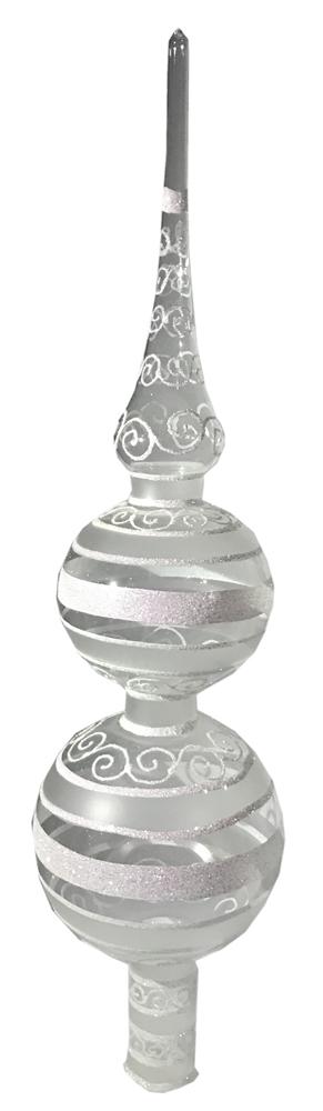Rings and Swirls Tree Topper, 6cm, clear and white by Glas Bartholmes
