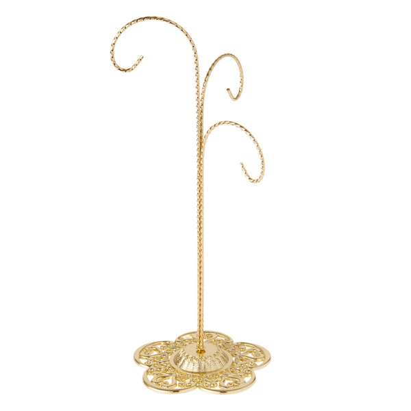 Filigree Ornament Stand, 3 arm, brass