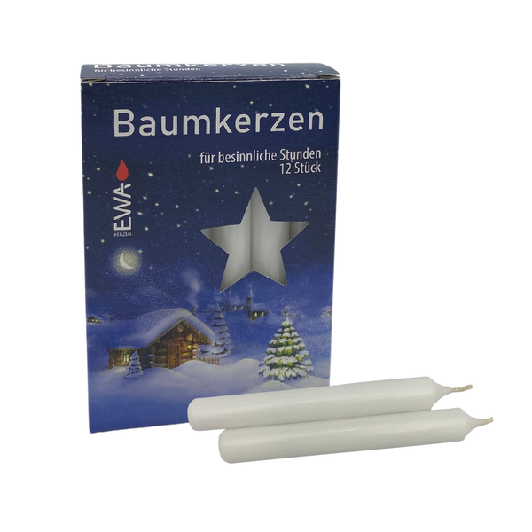 Tree Candles, White, 15mm, 12 Pack by EWA Kerzen