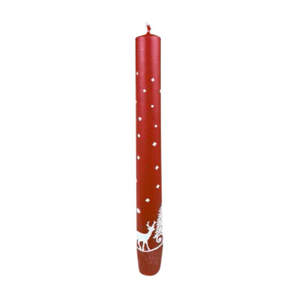 Reindeer Taper Candle, Red by EWA Kerzen