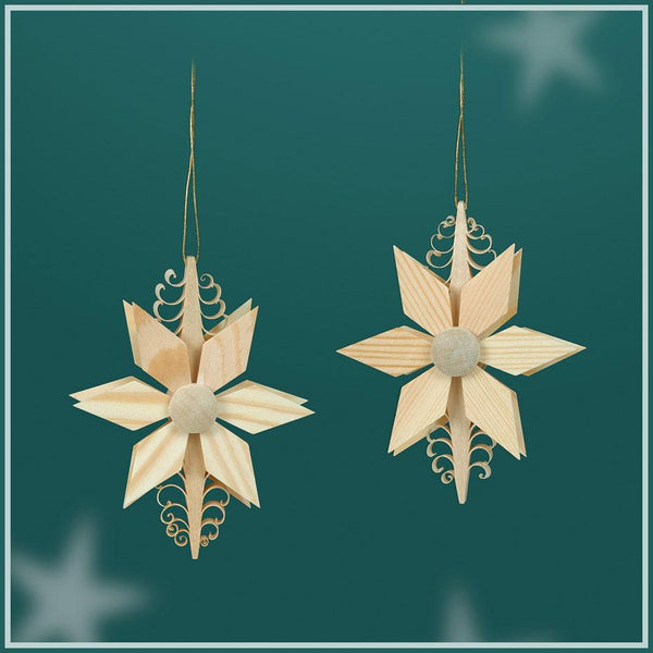 Double Pine Cone Ornament with center star, flat, natural by Martina Rudolph