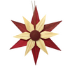 Double Pine Star Ornament, 11cm, natural and red by Martina Rudolph