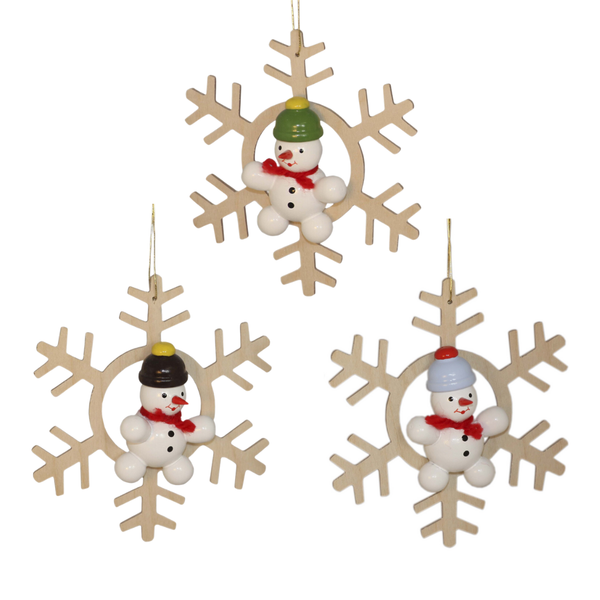 Snowman on Snowflake Ornament by Volker Zenker