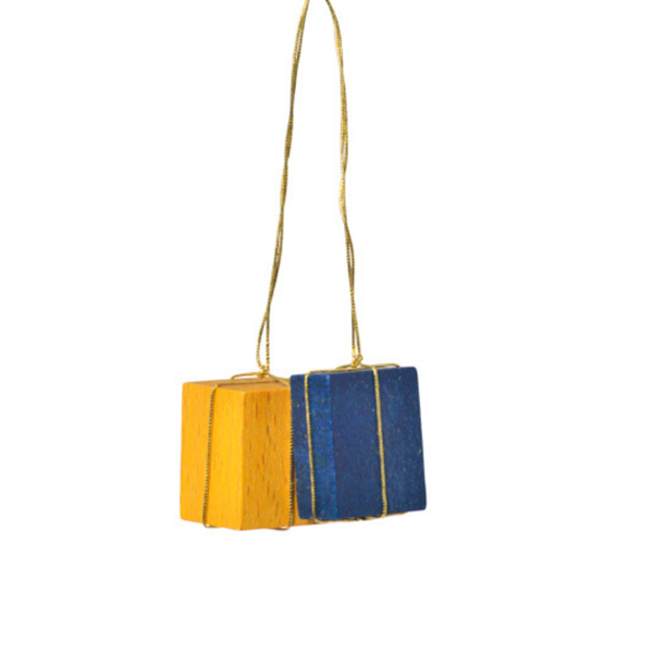 Packages Ornament, yellow with blue by KWO