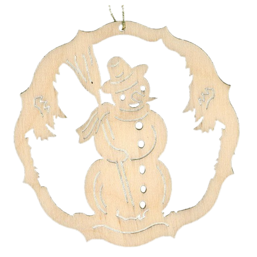 Wood Scroll Circle Frame Ornament by Lenk and Sohn