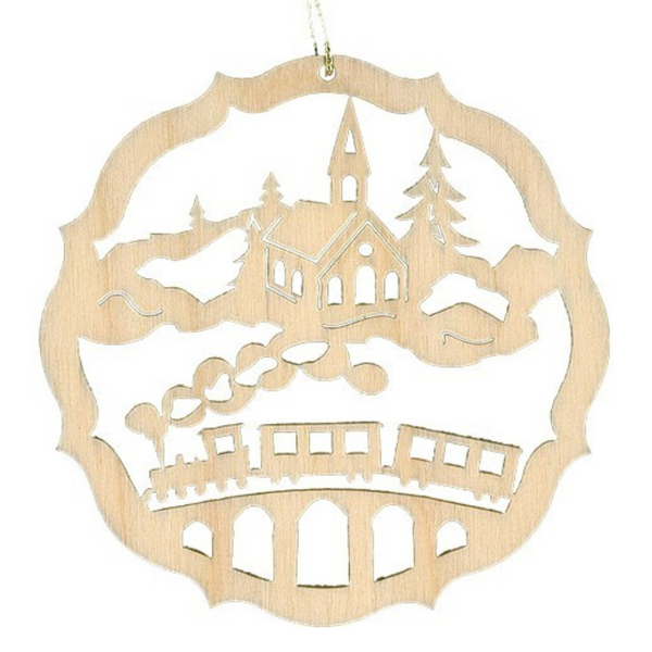 Wood Scroll Circle Frame Ornament by Lenk and Sohn