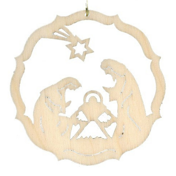 Wood Scroll Circle Frame Ornament by Lenk and Sohn