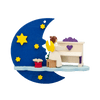 Angel on Moon with Piano Ornament by Graupner Holzminiaturen