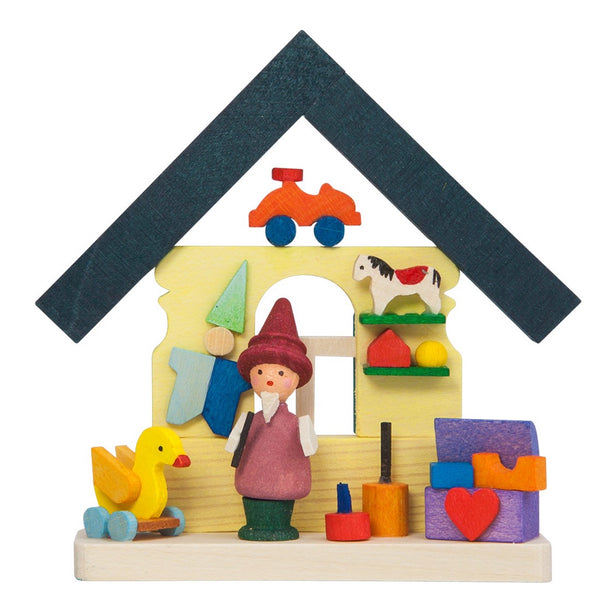 House 'Dwarf with toys' Ornament by Graupner Holzminiaturen