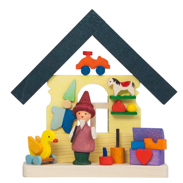 House Dwarf with Toys Ornament by Graupner Holzminiaturen