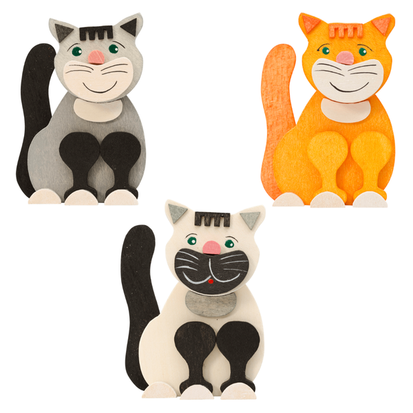 Kitty Cat on Clip Ornament by Graupner Holzminiaturen
