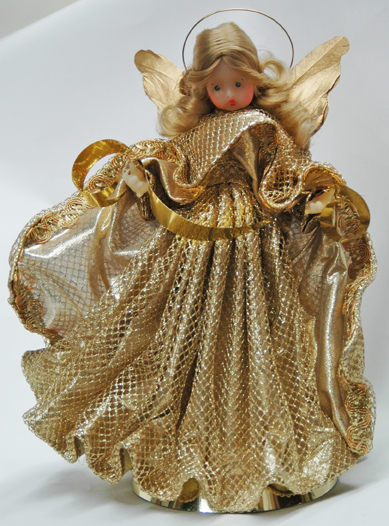 Wax Angel in Gold Dress by Margarete & Leonore Leidel in Iffeldorf