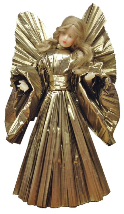 Wax Angel with Gold Pleated Dress by & Leonore Leidel in Iffeldorf