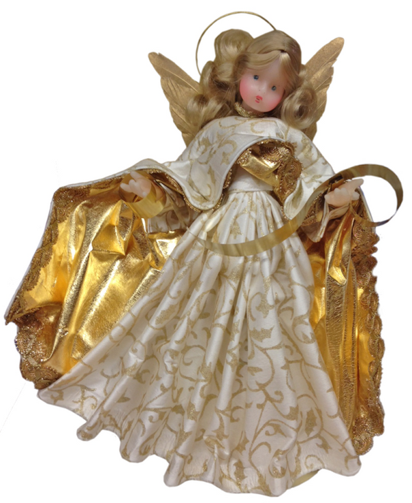 Wax Angel with Gold Brocade Dress by Margarete & Leonore Leidel in Iffeldorf