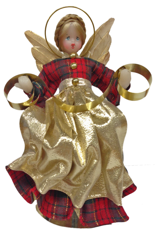 Wax Angel with Red and Green Plaid Dress by Margarete & Leonore Leidel in Iffeldorf