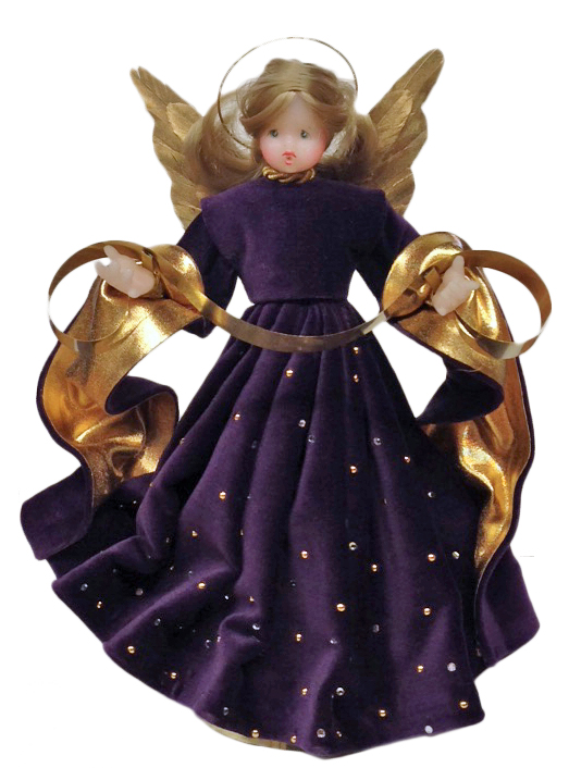 Wax Angel with Purple Rhinestone Dress by Margarete & Leonore Leidel in Iffeldorf
