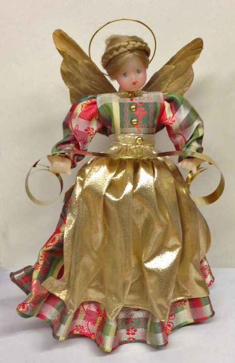 Wax Angel with Floral Plaid Dress by Margarete & Leonore Leidel in Iffeldorf