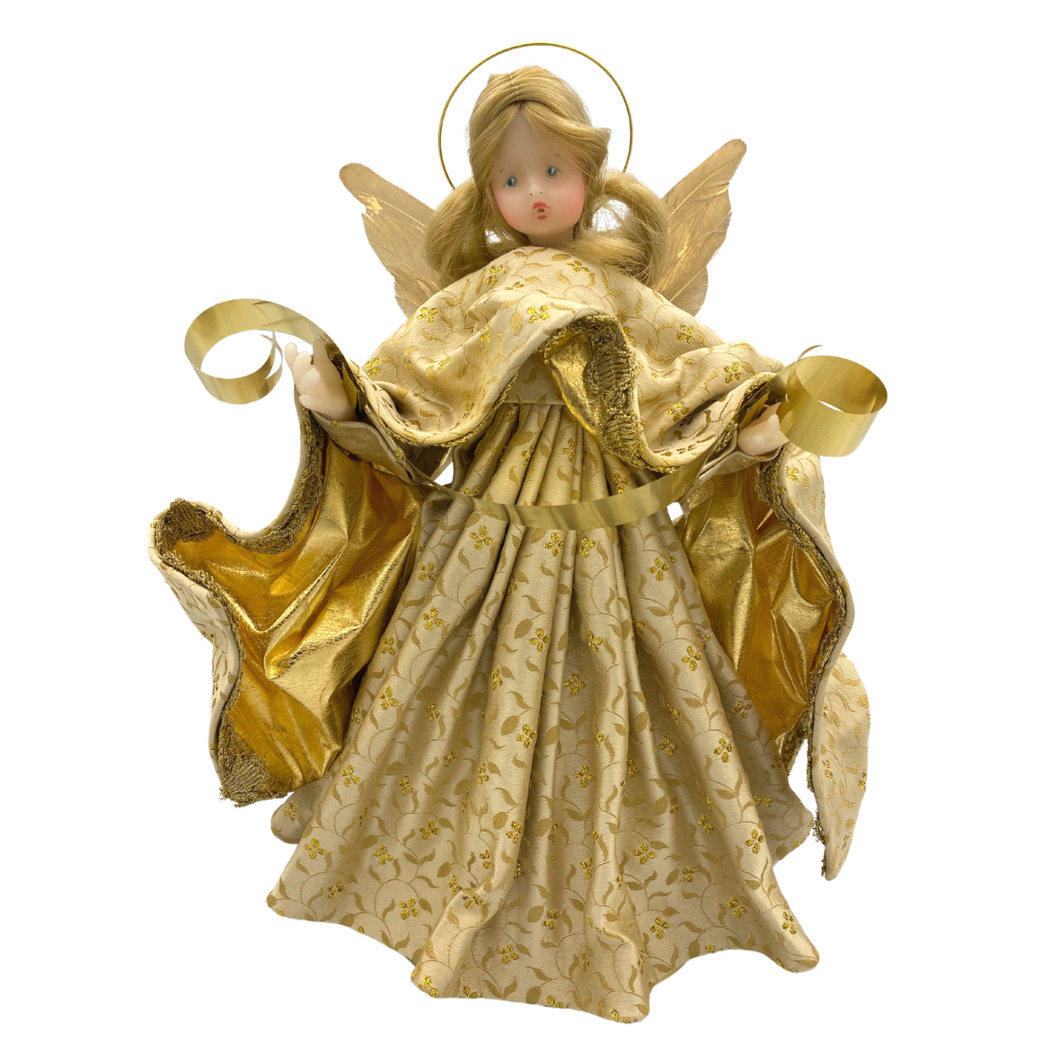 Angel, Gold Satin Dress w/ ivy by Lenore Leidel