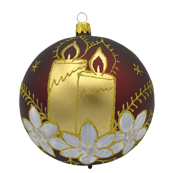 Ball with Advent Candles, matte bordeaux by Glas Bartholmes