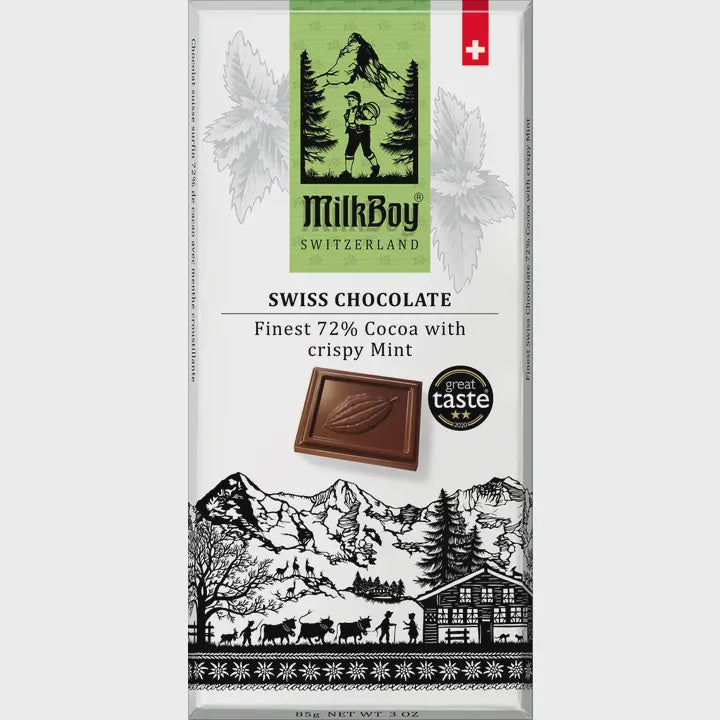 Milkboy 72% Cocoa with Crispy Mint