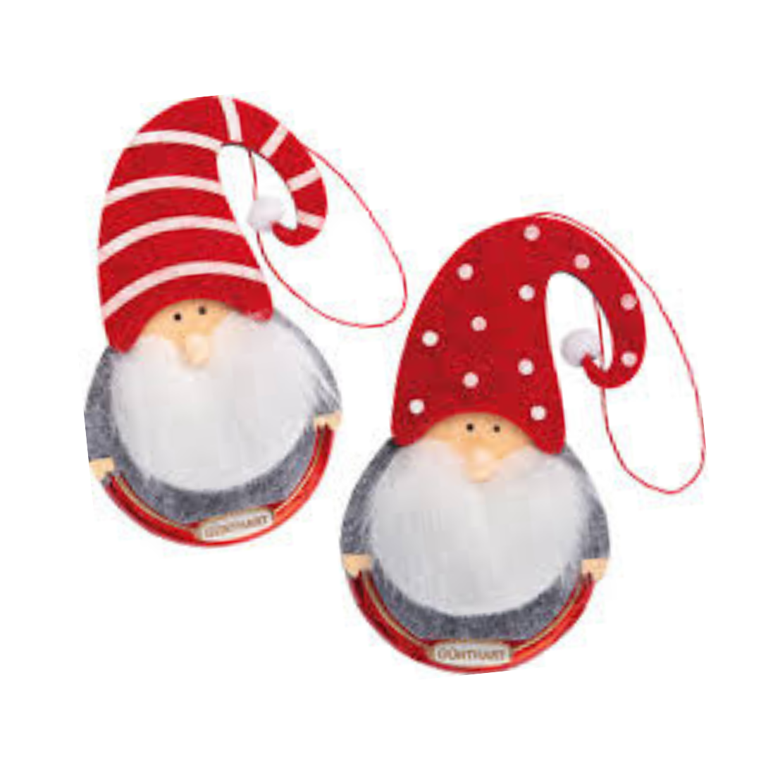 Gunthart Felt Santa Tree Ornament Pralines Coin, 2 designs NOT ONLINE