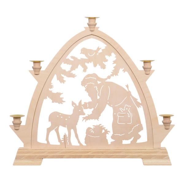 Gothic Arch Candle Holder, Santa Claus with Deer by Taulin