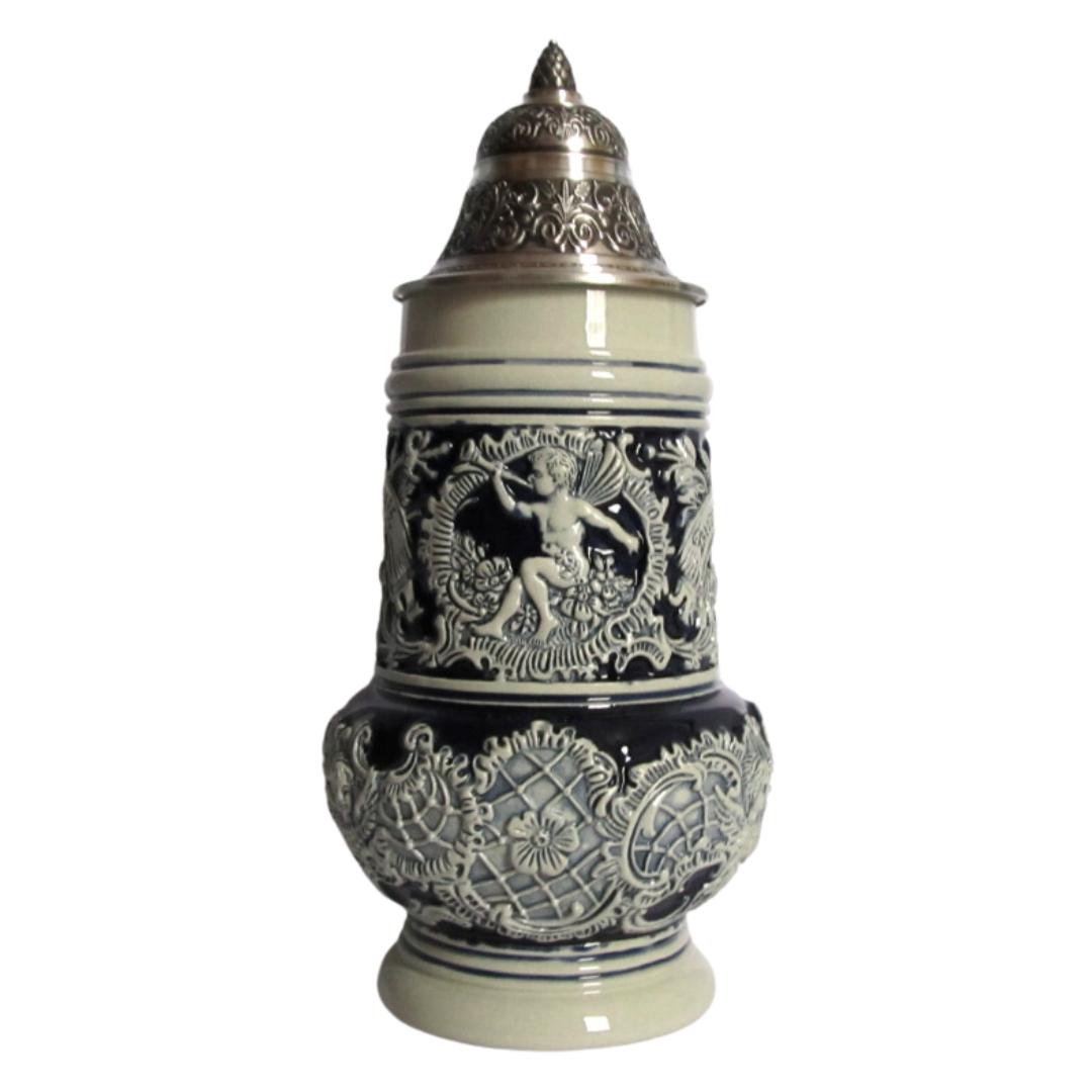 German Cherubs, blue and white Stein by King Werk GmbH and Co