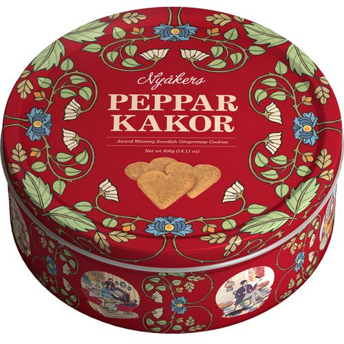 Nyakers Original Heart-Shaped Gingersnaps Red Tin