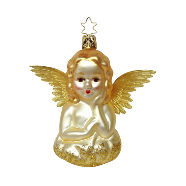 Angel with Foil Wings Ornament by Inge Glas of Germany