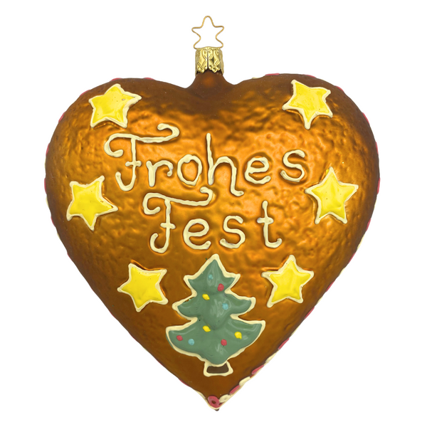 Frohes Fest, Lebkuchen-Herz Ornament by Inge Glas of Germany