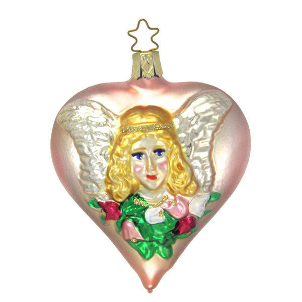 Victorian Angel on Heart Ornament by Inge Glas of Germany