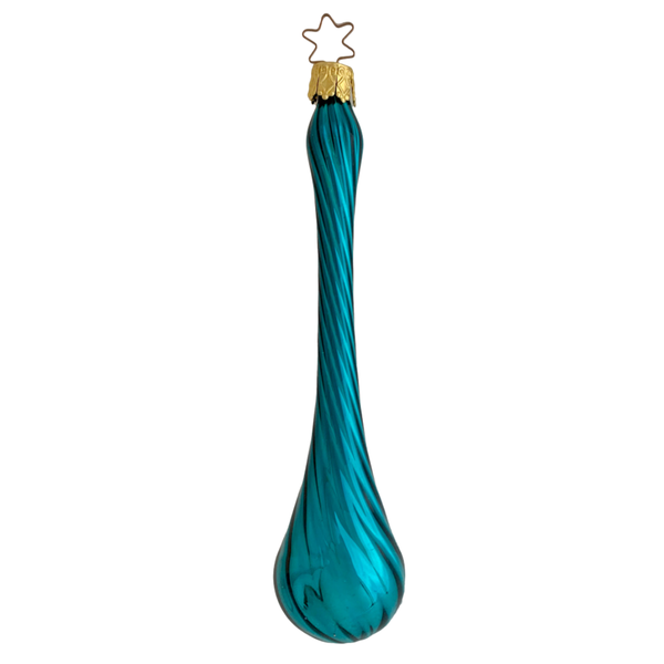 Mercury Glass Drop, teal, shiny by Inge Glas of Germany