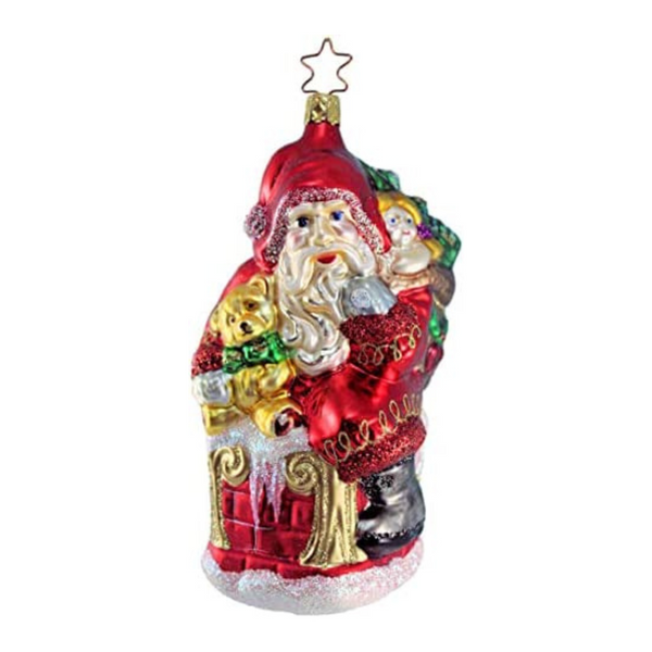 Chimney Cheer - Santa in Chimney Ornament by Inge Glas of Germany