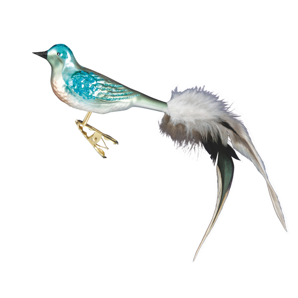 Fancy Turquoise Bird Ornament by Inge Glas of Germany