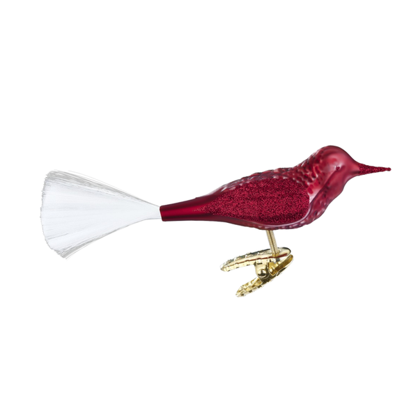 Bird with spun glass tail, barolo matte by Inge Glas of Germany